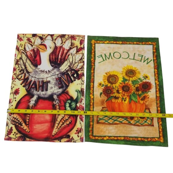 Thanksgiving and Fall Welcome Pumpkin and Sunflowers Garden Flags - Picture 3 of 4